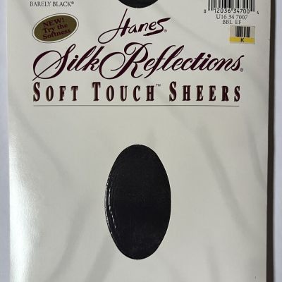 Hanes Silk Reflections Barely Black Control Top Pantyhose Plus EF Style 609 NOS